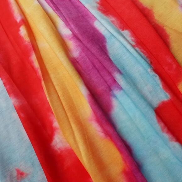 NEW! Bright Boho Tie Dyed Tank Style Pleated Summer Dress - Picture 5 of 7